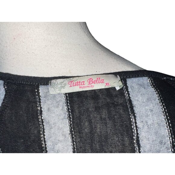 Tutta Bella Black & Gray Striped Short Sleeve Lightweight Knit Top Sz XL Womens - Picture 3 of 10